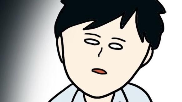 コールセンターヒロシのただまひろ作イラスト。高校生ヒロシ（17）がぼんやりした表情を浮かべるコミカルな作品
